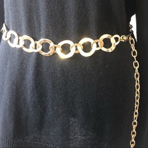 New Gold Hammered Circle Disc Chain Belt